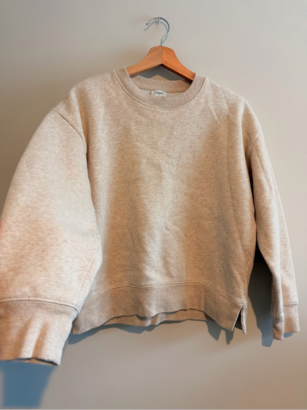 JCrew Neutral Beige Oatmeal Boxy Crewneck Sweatshirt -  Women